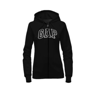 Sudadera con capucha y cierre completo con forro polar con logotipo , L, Negro