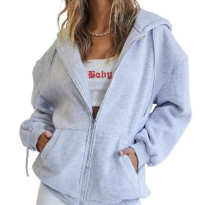 Sudaderas con capucha Y2K con cremallera , de manga larga, para otoño, de gran tamaño, casual, con bolsillo